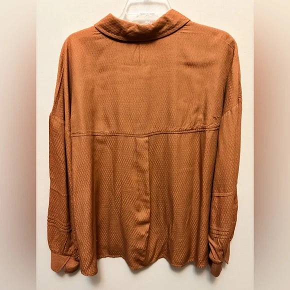 CREAM Oversized Viscose Balloon Sleeved Brown Blouse - Picture 7 of 7